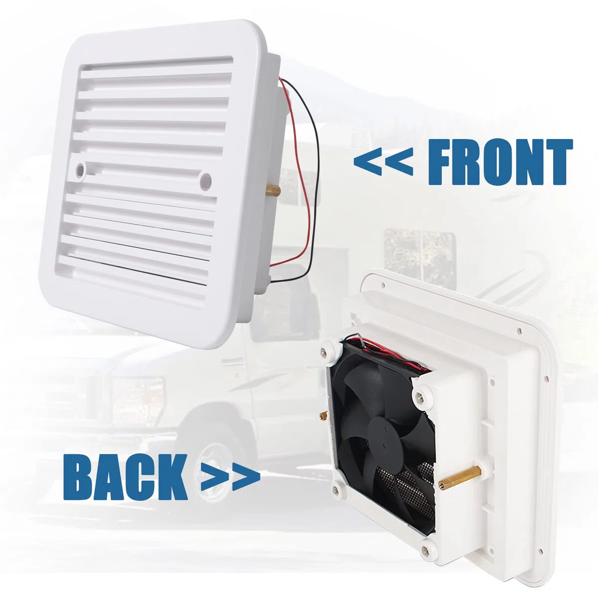 Extractor de Aire para Caravanas, 2,4W 12 V Ventilación de Aire Máxima para RV, Ventilador de Techo Extractor Reversible, Ventilador de Escape Lateral Silenciador para Autocaravana Remolque (Blanco)