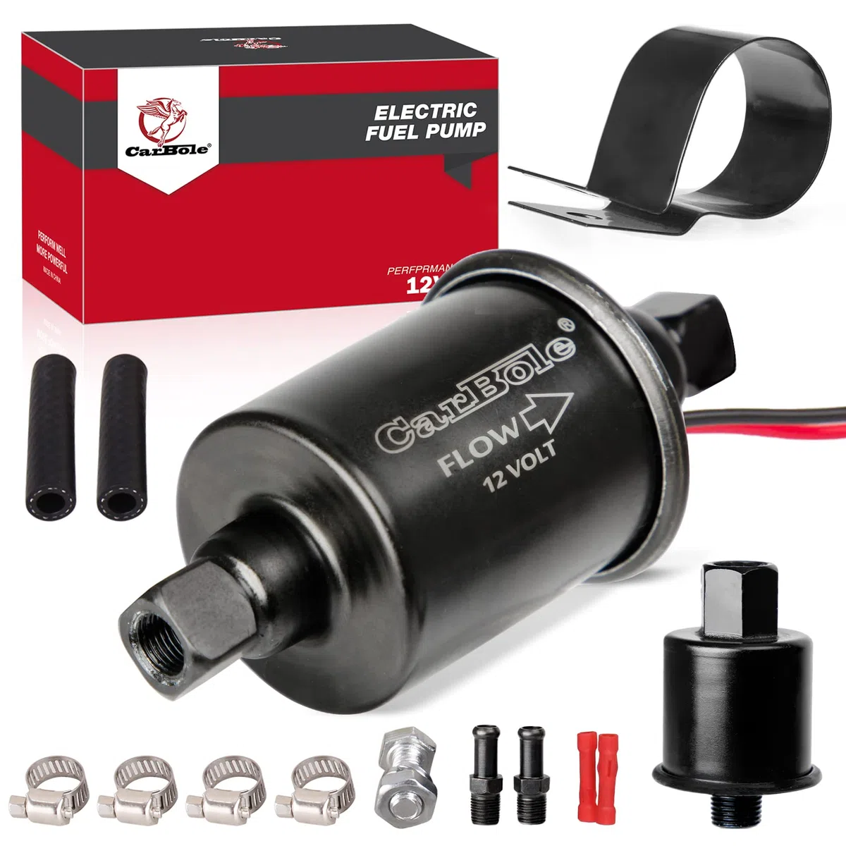 CarBole Bomba de Combustible Eléctrica 12V,5-9PSI,Bombas de Combustible,Entrada y Salida de 5/16 Pulgadas,Todos los automóviles y generadores de 12V Pompe à Carburant
