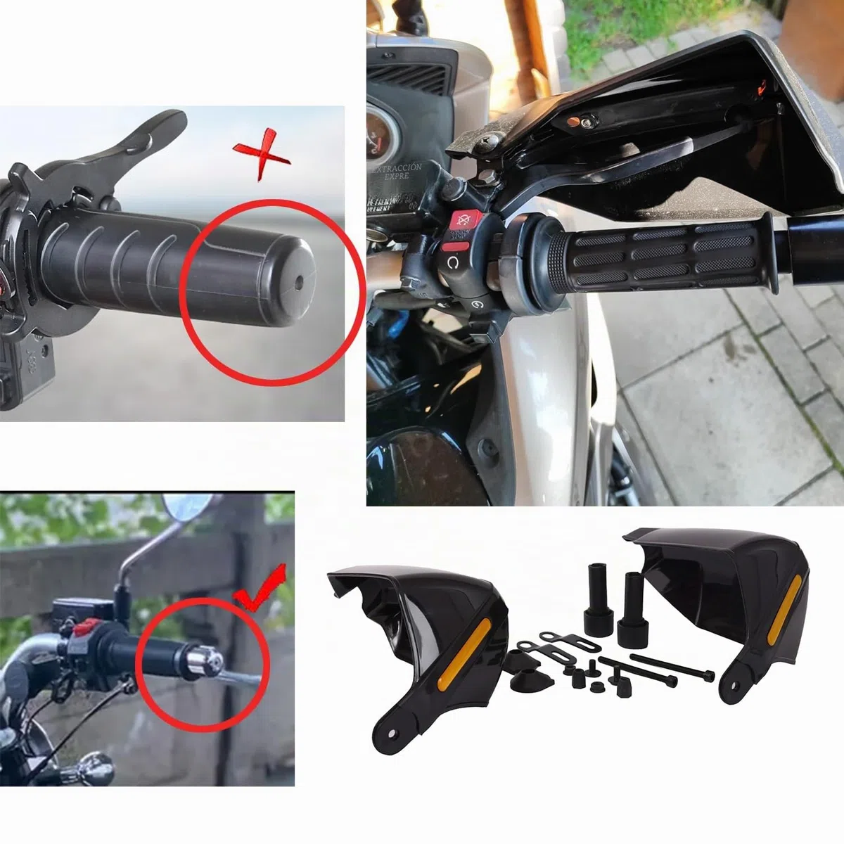 Par de Protectores de Manos para Motocicleta, 22 mm, 7/8", Color Negro