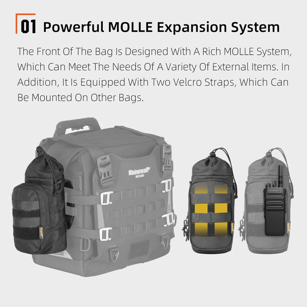 Rhinowalk Bolsa aislante para botellas de 1,5 L, extensible Molle con correa para el hombro, soporte impermeable para botellas, para moto, bicicleta, senderismo, camping y viajes