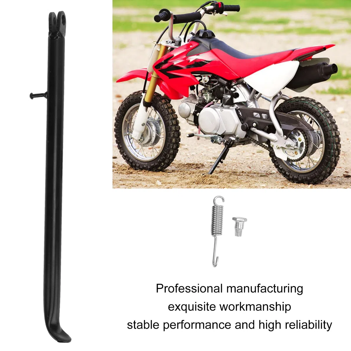 Pata de cabra lateral de motocicleta, pata de cabra de moto de cross, pata de cabra de motocicleta de 420 mm/16,54 pulgadas, soporte de pata de cabra lateral de motocicleta de repuesto para Apollo 125