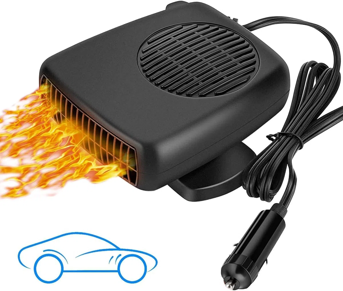 Showvigor Calentador Portátil 2 en 1 para Coche 12V 150W | Ahorra Espacio y Dinero | Calor Rápido para Invierno y Aire Fresco para Verano |, Giro Completo, para Mechero