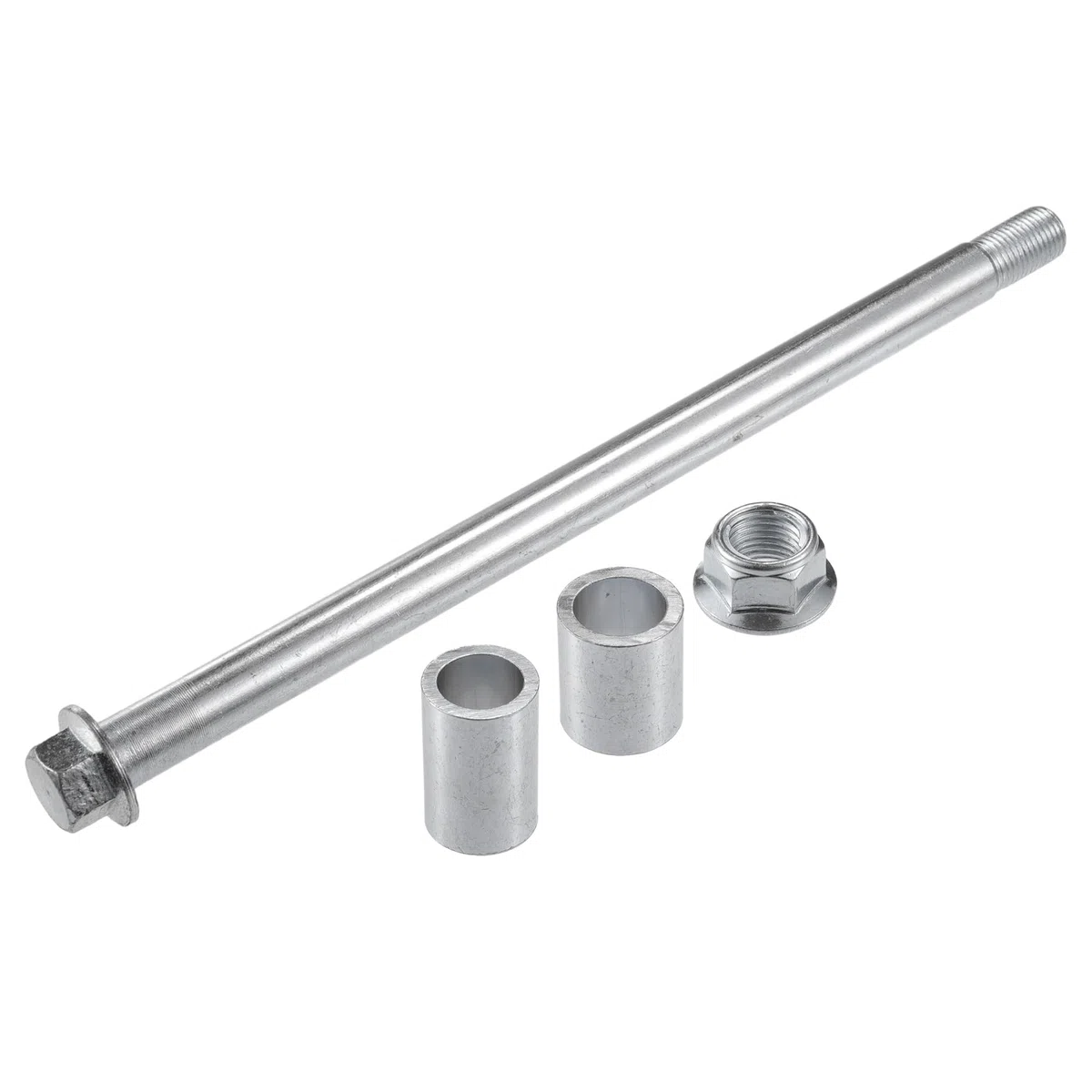 A ABSOPRO Eje delantero Trasero con Buje y Tornillo M14 258mm para Moto de Tierra Scooter ATV Rueda Eje de Acero Aleado Tono Plateado