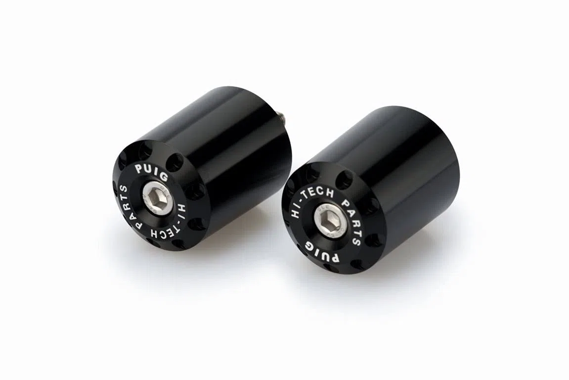 Puig 20373N Contrapesos Manillar Largos mecanizados en aluminio anodizado con diseño racing y función antivibración para mayor confort, Negro