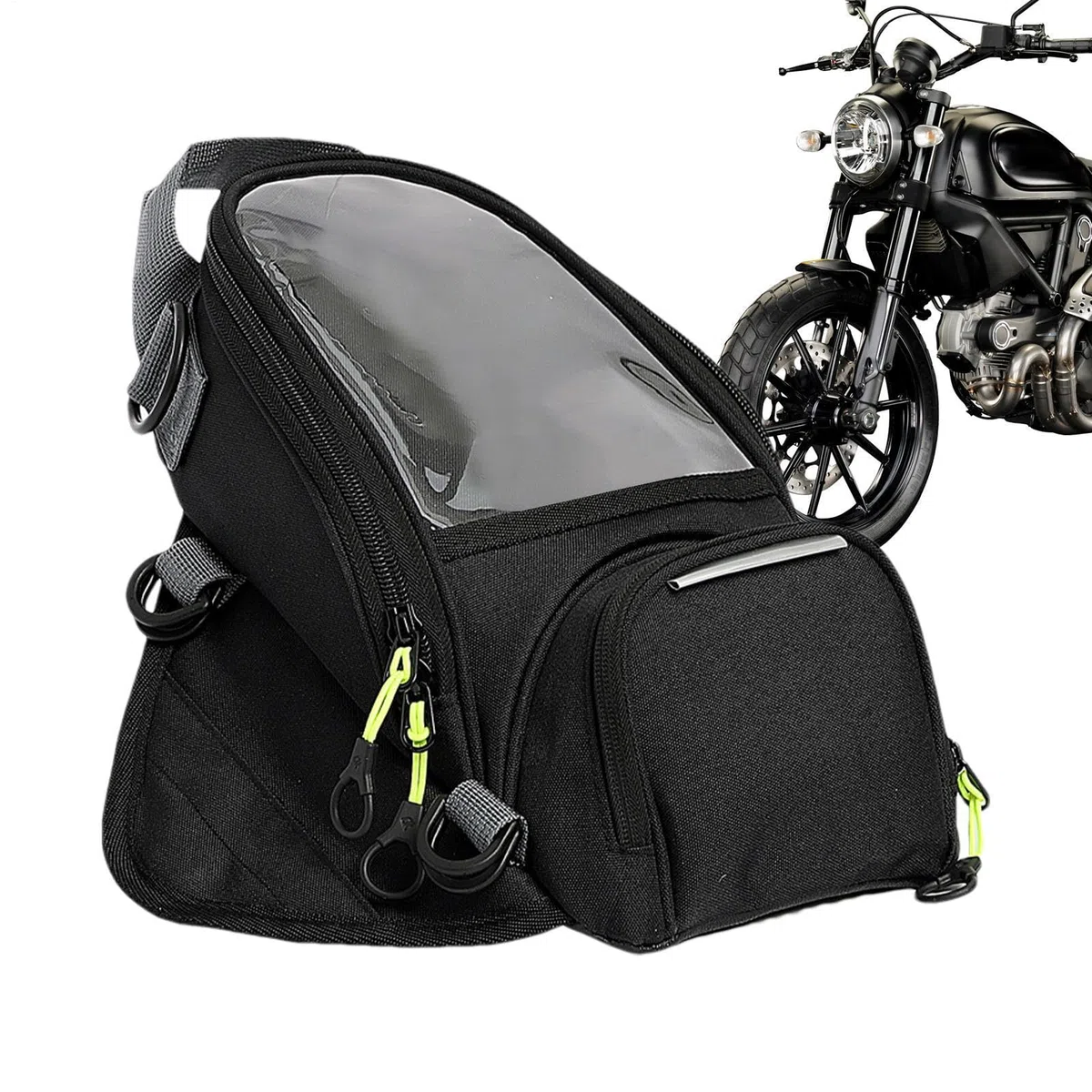 Bolsa de depósito para moto - Soporte magnético y correa impermeable | Bolsa de tanque duradera con bolsillo transparente para teléfono, gran capacidad para, aventura y bicicletas deportivas