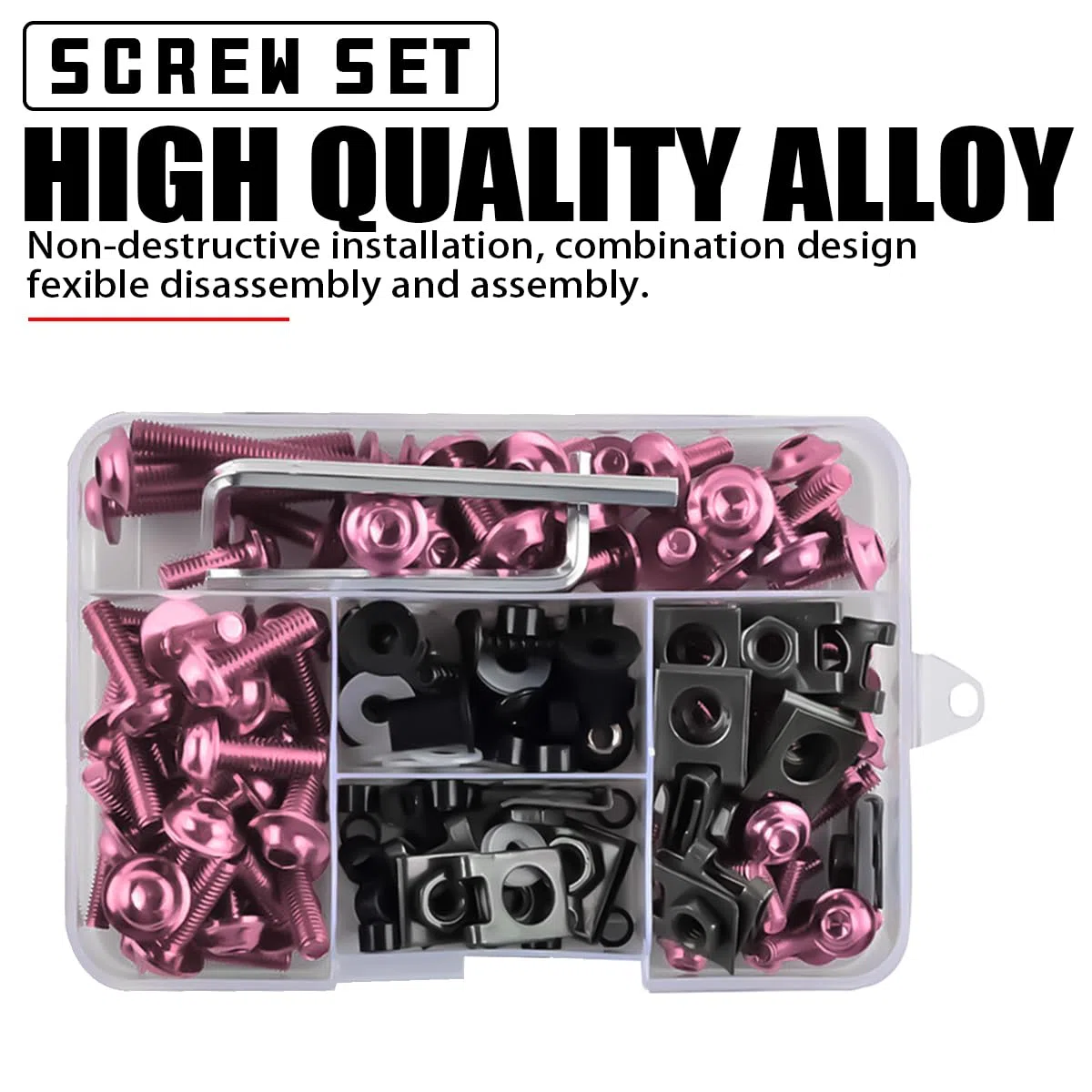 Kits Tornillos-De Carenado De Motocicleta, Moto Kit Pernos Carenado-Tornillos, Universal Motocicleta Tornillos Carenados Kit Carroceria, Kits-Tornillos Para Carenado Moto(Rosa)