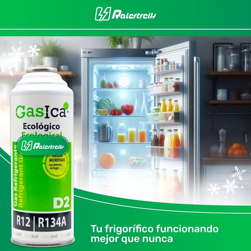 Gasica D2 226g. Bombona Refrigerante Orgánico Ecológico Sustituto del R12 y R134A para Recarga de Aire Acondicionado Coche y Neveras