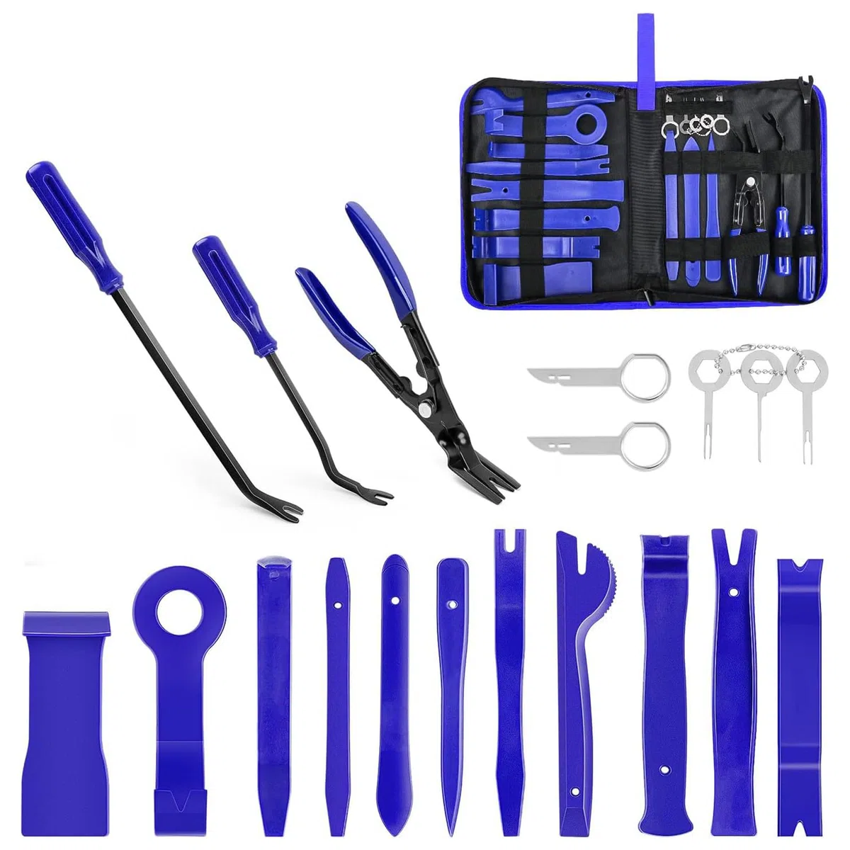 Juego de 19 piezas de herramientas de extracción de cables, kit de reparación de plástico para paneles, estéreos, tableros de mandos, clips
