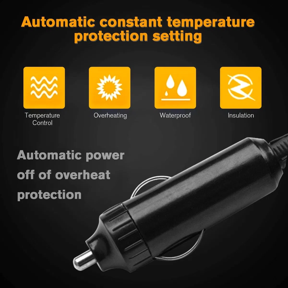 Leaflai Calefacción para coche, 12 V, kit de descongelación para coche, portátil, antiempañamiento, 2 en 1, calefacción/refrigeración, descongelador, que se conecta al encendedor de cigarrillos de