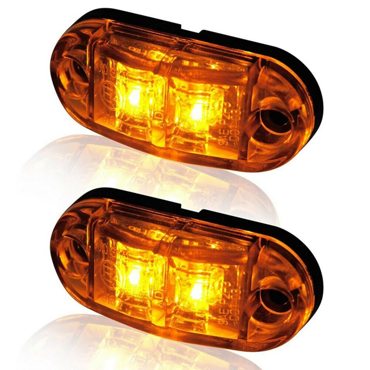 10X 2 Luces LED de Marcador Lateral 12 / 24V Trailer luz Lateral de Advertencia Luz Amarilla para Camión RV Caravan