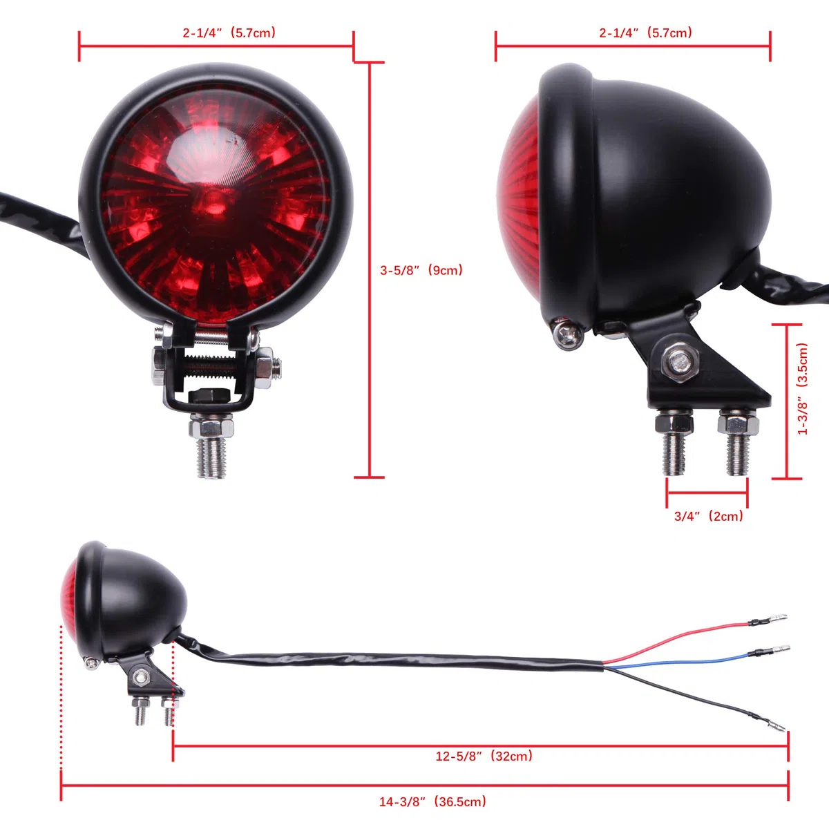 DREAMIZER Luz Trasera Moto LED de Freno Luces de motocicleta brillante con lente roja para Custom Cafe Racer Street Bike Chopper Bobber Cruiser 883 iron.
