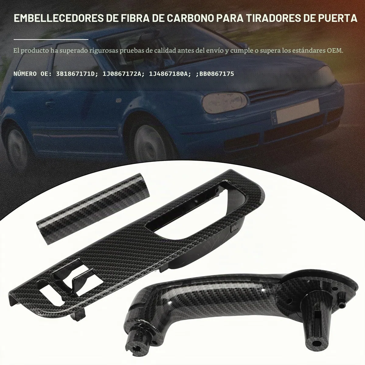 revestimiento del tirador de la puerta interruptor principal del ventanal revestimiento de la puerta para el delantero de carbono delantero izquierdo para Golf IV 1J1 Variant 1J6 3B1867171D