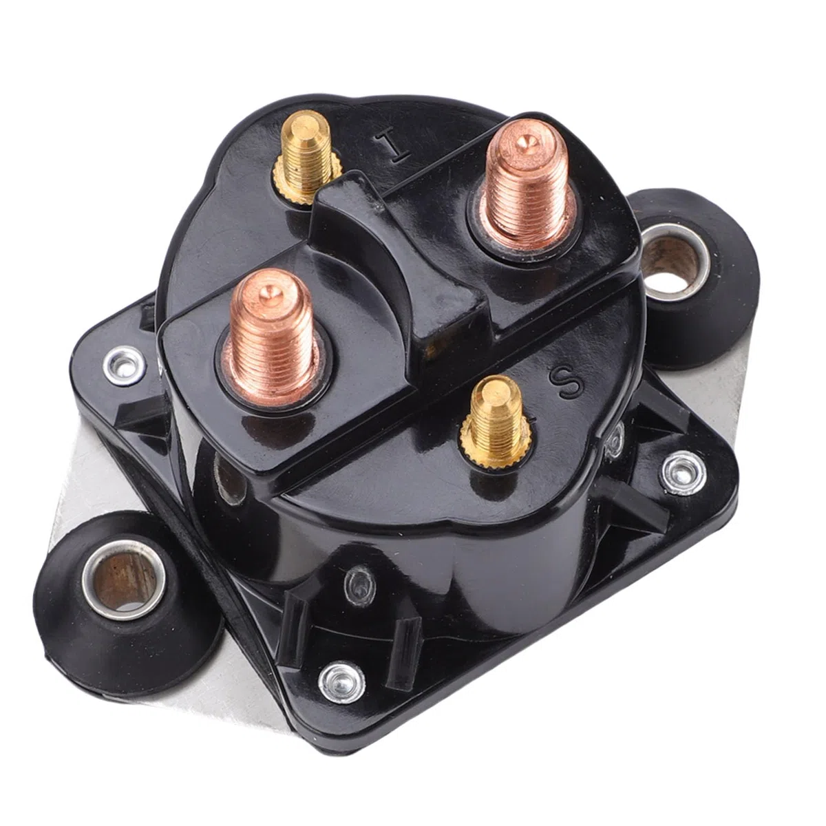 SIXRUN Relé de Solenoide de Arranque, Reemplazo de Motor de Barco de Metal para Fueraborda Force Marine Diseño Negro Duradero, Fácil Instalación con Hardware Completo
