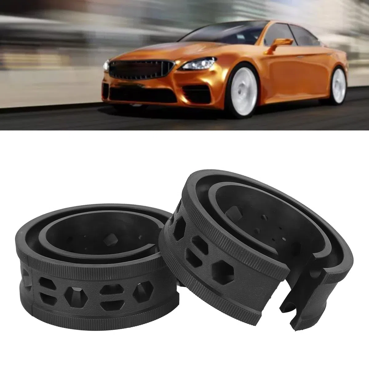 Tissting Amortiguador de Vibración, Amortiguador de Parachoques de Resorte de Goma 14x14x5 cm para Automóvil, Kit de Suspensión Antivibración para Conducción Suave y Protección en Cualquier Terreno