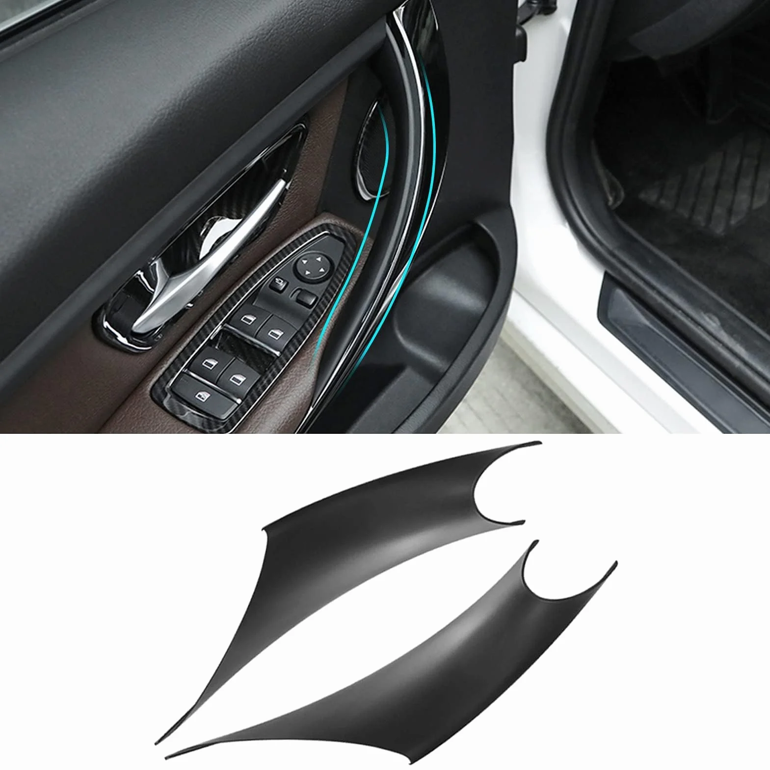 TTCR-II 2PCS Compatible con Tirador de Puerta BMW Serie 3 Serie 4 F30/F31/F34/F80 320i,328i,330i,335i & F32/F33/F36 428i,435i，Manijas Interiores Para Coche,Cubiertas para tiradores de puerta -（Negro）