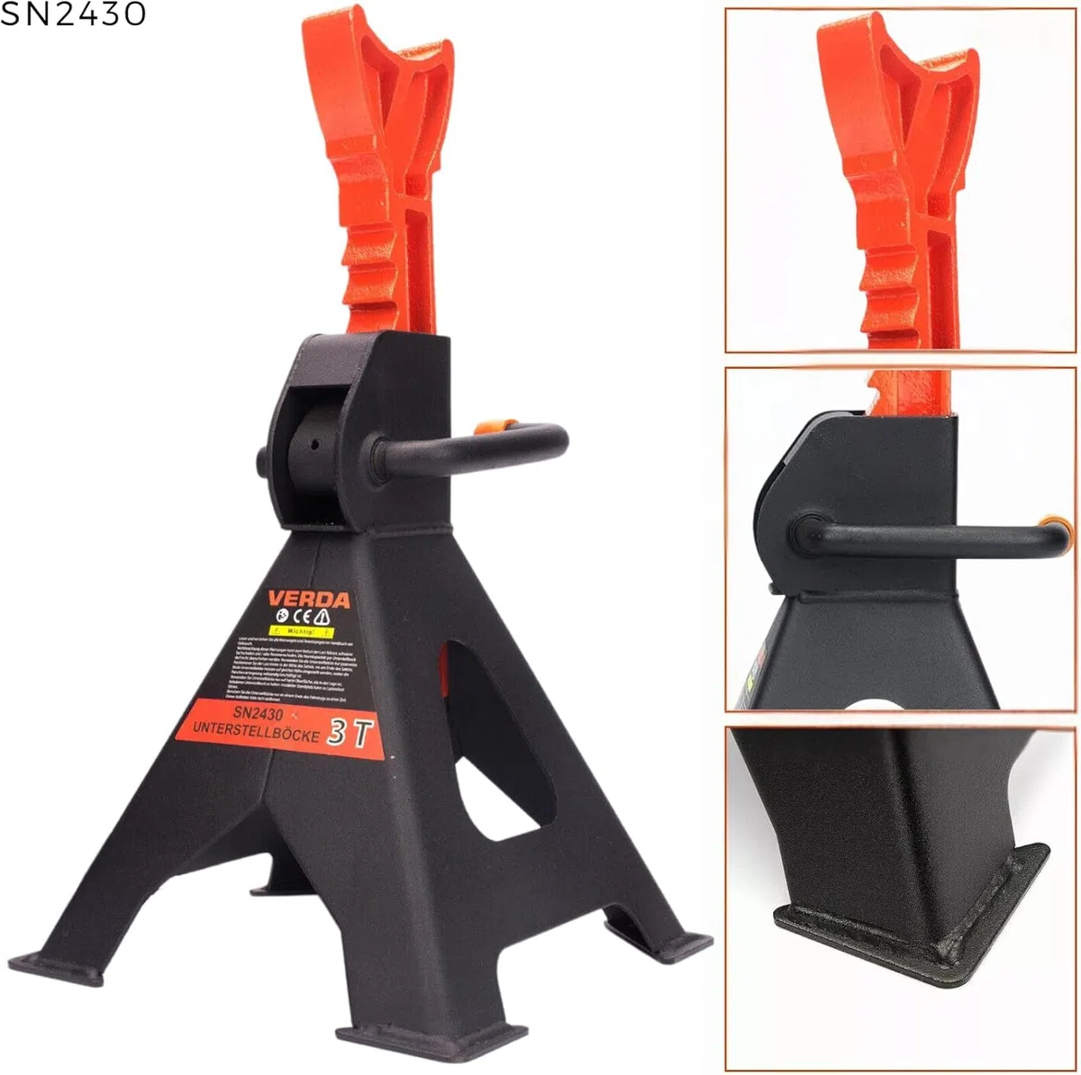 2 Caballetes de Seguridad 3T, Altura Regulable 295–425 mm, Soportes para Gato Hidráulico, Caballetes para Coche, Soportes de Taller Profesionales, Ideales para Cambio de Neumáticos