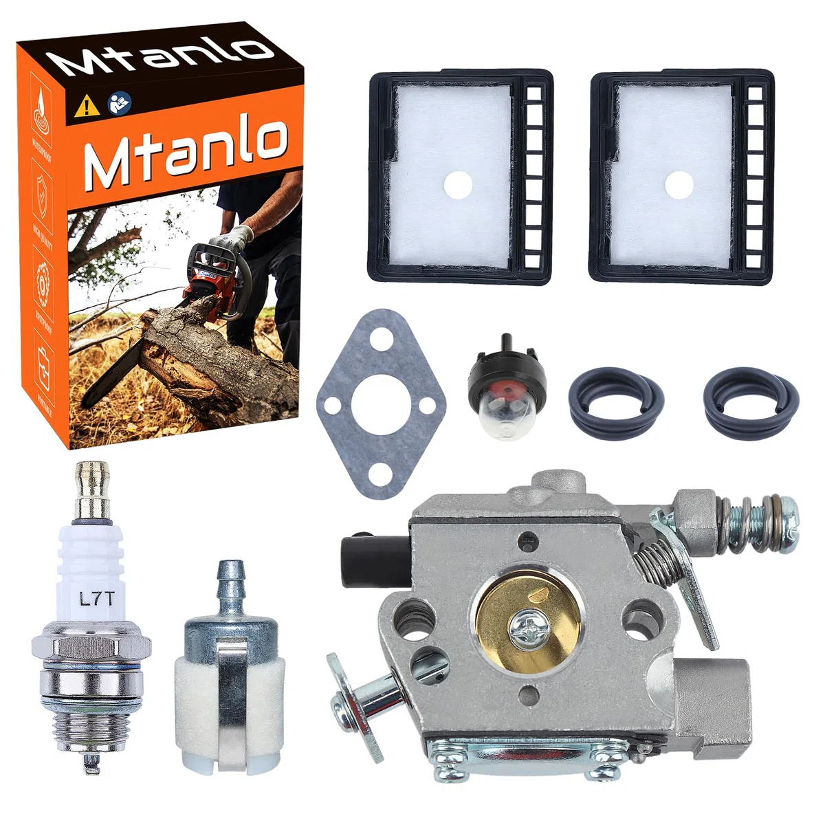 Carburador WT-589 Kit para Echo CS301, CS305, CS306, CS340, CS341, CS345, CS346, CS3000, CS3400, CS3450, con filtro de aire, manguera de combustible, filtro de combustible, bujía de