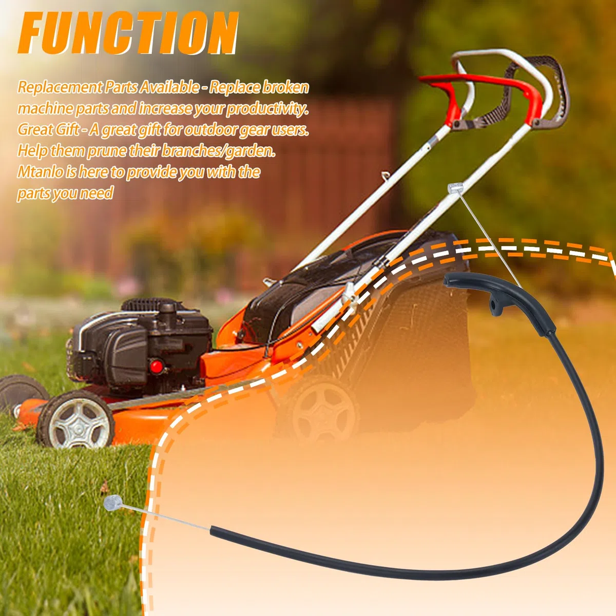 Cable del acelerador para desbrozadora Stihl KM56 FS56R KM56 RCE FS50L HT56 FS40 FS50 FS56 FS70 cable del acelerador con 6 bridas de repuesto 4144-180-1104