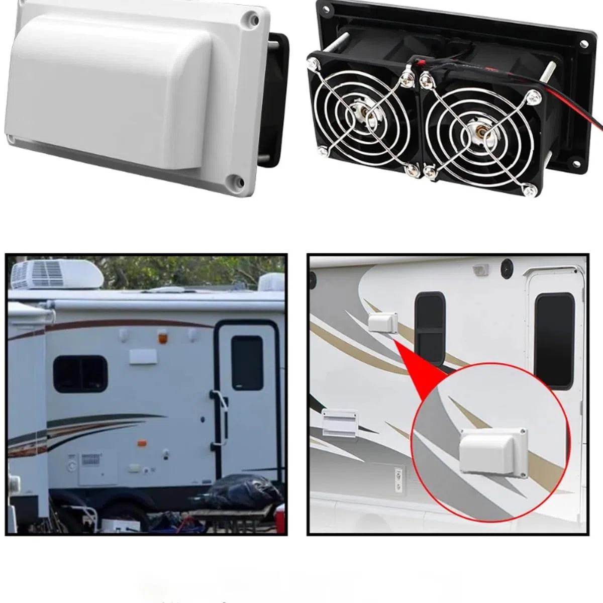 Tbest Ventiladores R de 12 V, Rejillas de Ventilación Laterales para Caravana, Ventilador Extractor de Autocaravana, Ventilación de Ventilación Lateral, Ventilador de Escape de 12 V, 25