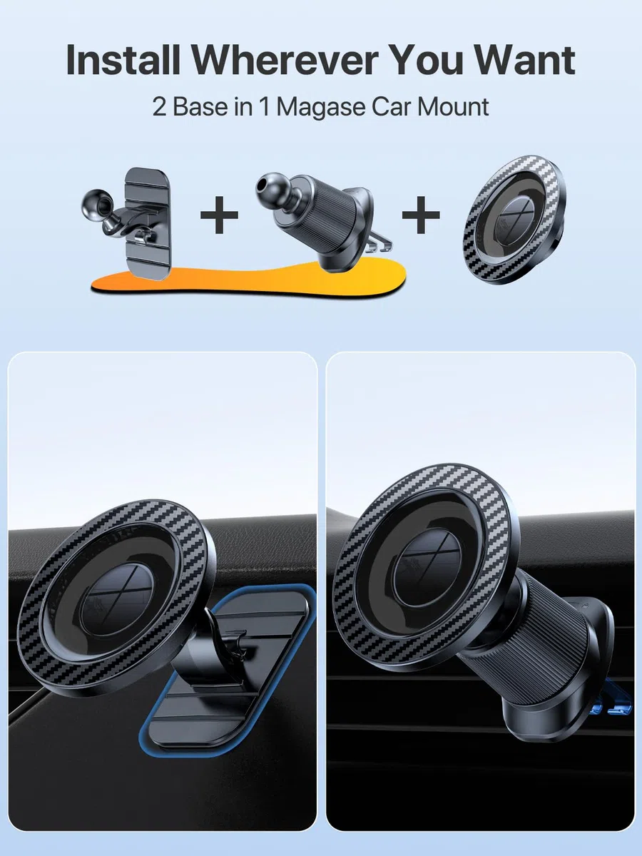 Miracase Magsafe - Soporte magnético para coche, gancho de acero mejorado e imanes fuertes, 2 en 1, para rejilla de ventilación y salpicadero, soporte de teléfono móvil para iPhone 17 Pro MAX 16/15/14