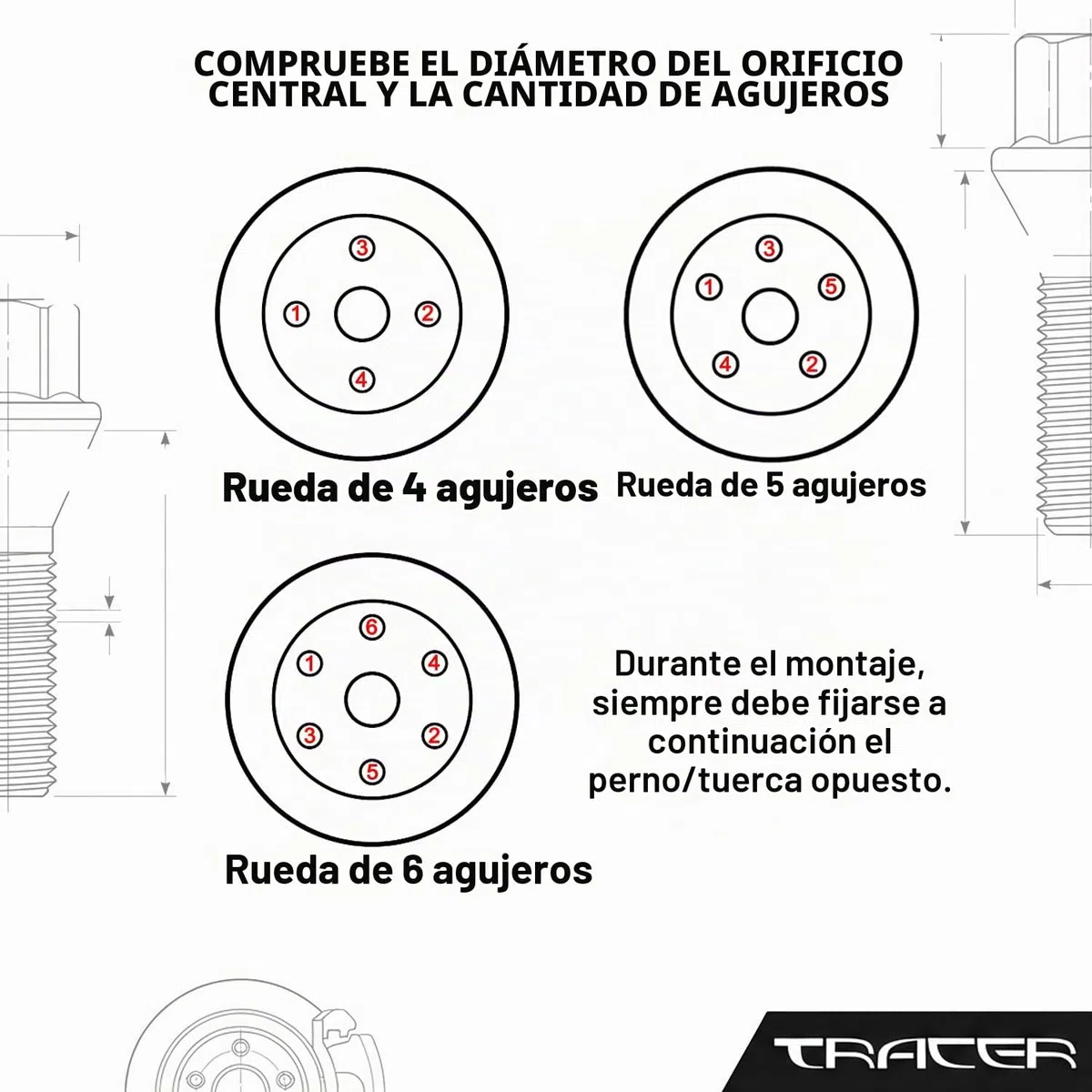 TRACER - 20 tuercas de rueda para llantas FO de aluminio originales con unión cónica M12 x 1,5