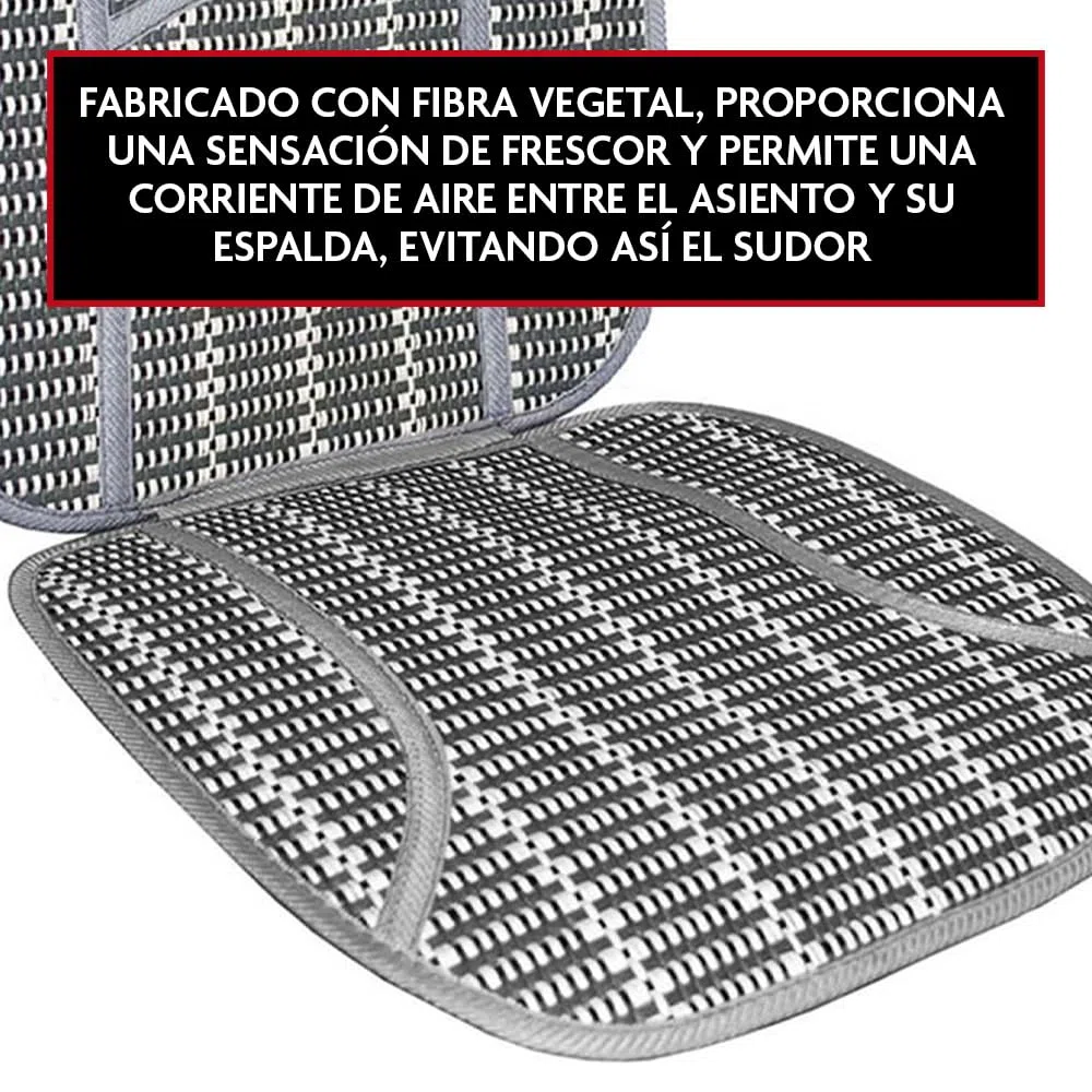 Krawehl - Respaldo para el Asiento del Coche - Respaldo de Verano - Evita el Sudor - Máxima Comodidad - Fabricado en Fibra Vegetal - Compatible con Todos los Asientos - Color Gris