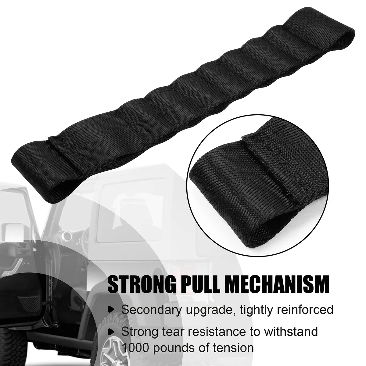 VOFONO 2 Correas de Repuesto de Nailon para Puerta de Coche, Resistentes y Resistentes, Ajustables y Resistentes para cinturón de Seguridad, Carga de 453,6 kg, Apto para Jeep Wrangler TJ JK JL CJ JKU
