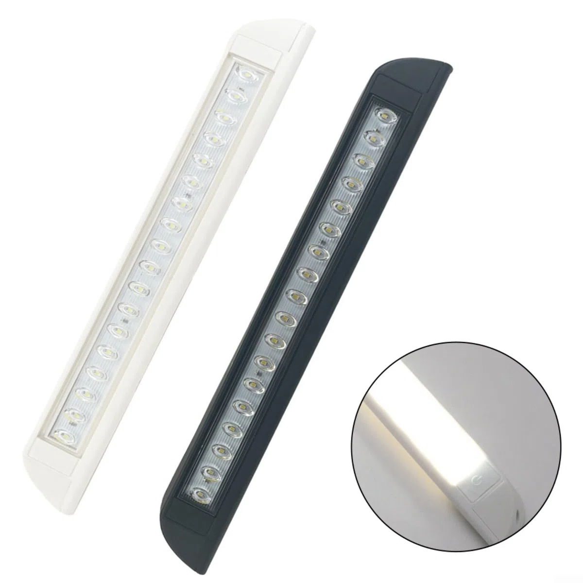 Luz de toldo RV 18 LED 12 24V IP67 impermeable exterior porche lámpara para caravana remolque barco (blanco)