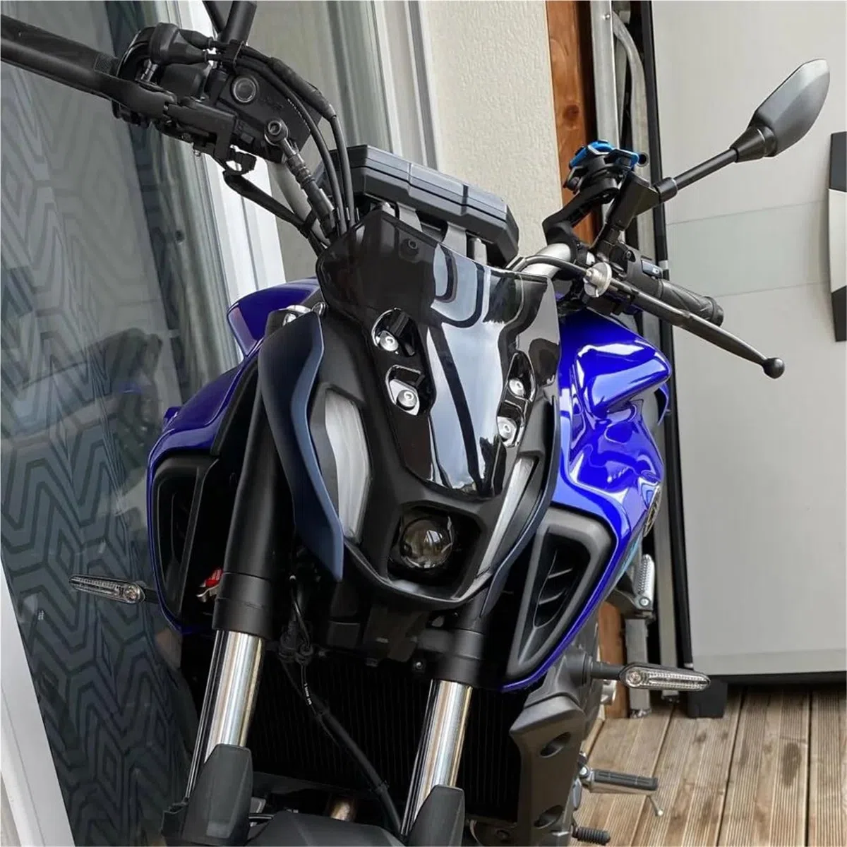 Cúpula Y Deflector De Viento para Motocicleta para Yamaha MT07 2021-2024 — Visera De Doble Burbuja Parabrisas para Motocicleta(Negro)