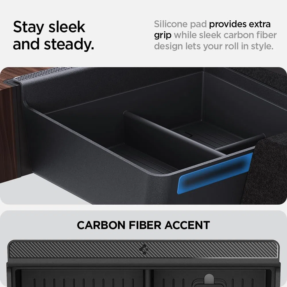 Spigen Organizador de Consola Central para Tesla Model X y S - Edición Carbono