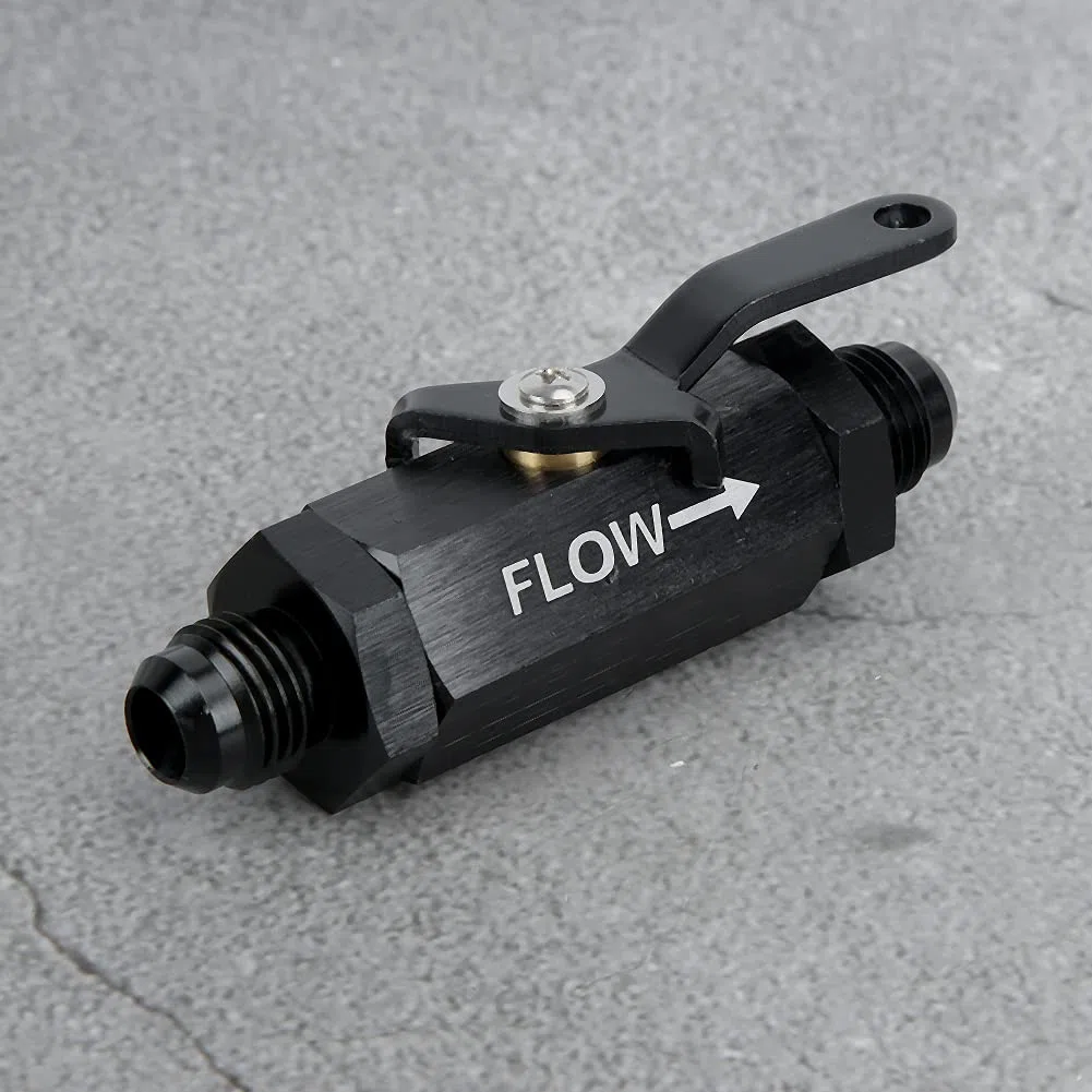 Male Shut Off Valve Fuel Fitting , Shut Off Valve , Fuel Check Valve CNC Y972 6AN Fit for AN6 Fuel Pipe , for Aluminum Alloy Car Refitting (Black)