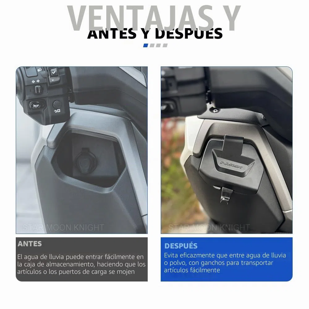 Para NMAX155 V3 2025 Caja de Herramientas Cubierta de Almacenamiento NMAX 125 155 Tech Max Accesorios Lados Cubierta Impermeable NMAX 155 Tapas a prueba de polvo (Negro)