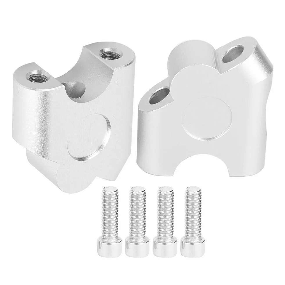 Abrazadera de Manillar, Abrazaderas de Montaje de Elevador de Manillar de Motocicleta Universal de 22 mm, elevadores de Abrazadera de Manillar de aleación de Aluminio CNC(Cromo)