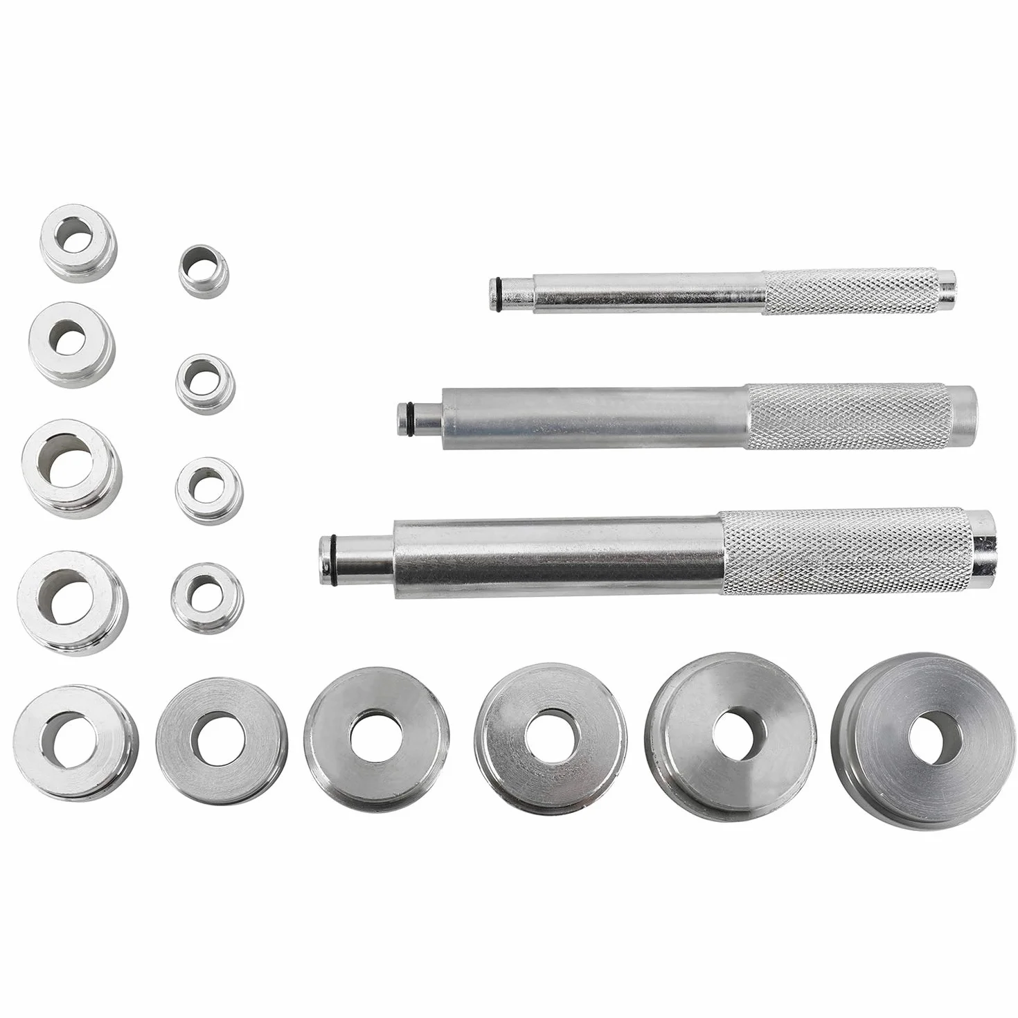 FreeTec 17 piezas Set de Rodamiento de Rueda Juego de Piezas a Presión para Montaje Extractor de Herramientas para Cojinetes de Rueda Colector Eyector a Fuego Lento