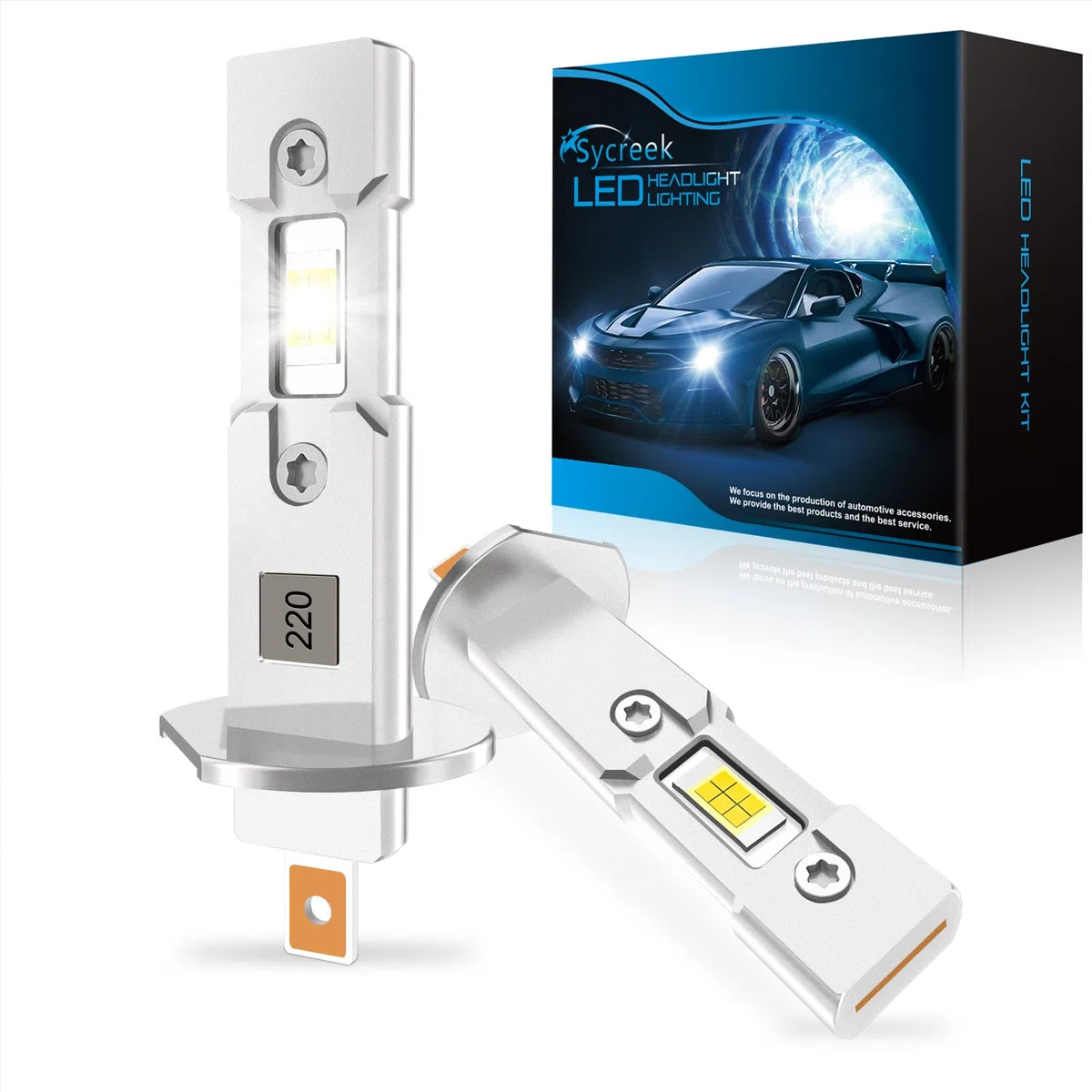 Sycreek Bombilla LED H1 Kit de Conversión, Doble Refrigeración de Cobre y Sin Ruido, Instalación H1 LED 1:1 Fácil, compatible con CANbus para Coches y Moto (9-24V)