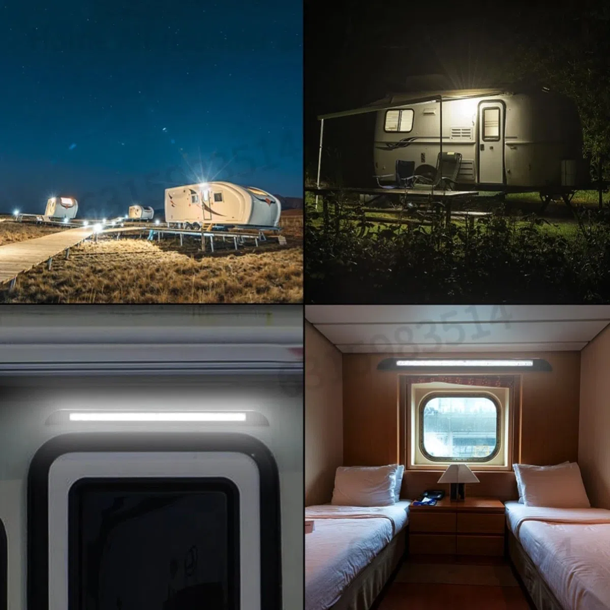 Luz de toldo RV 18 LED 12 24V IP67 impermeable exterior porche lámpara para caravana remolque barco (blanco)