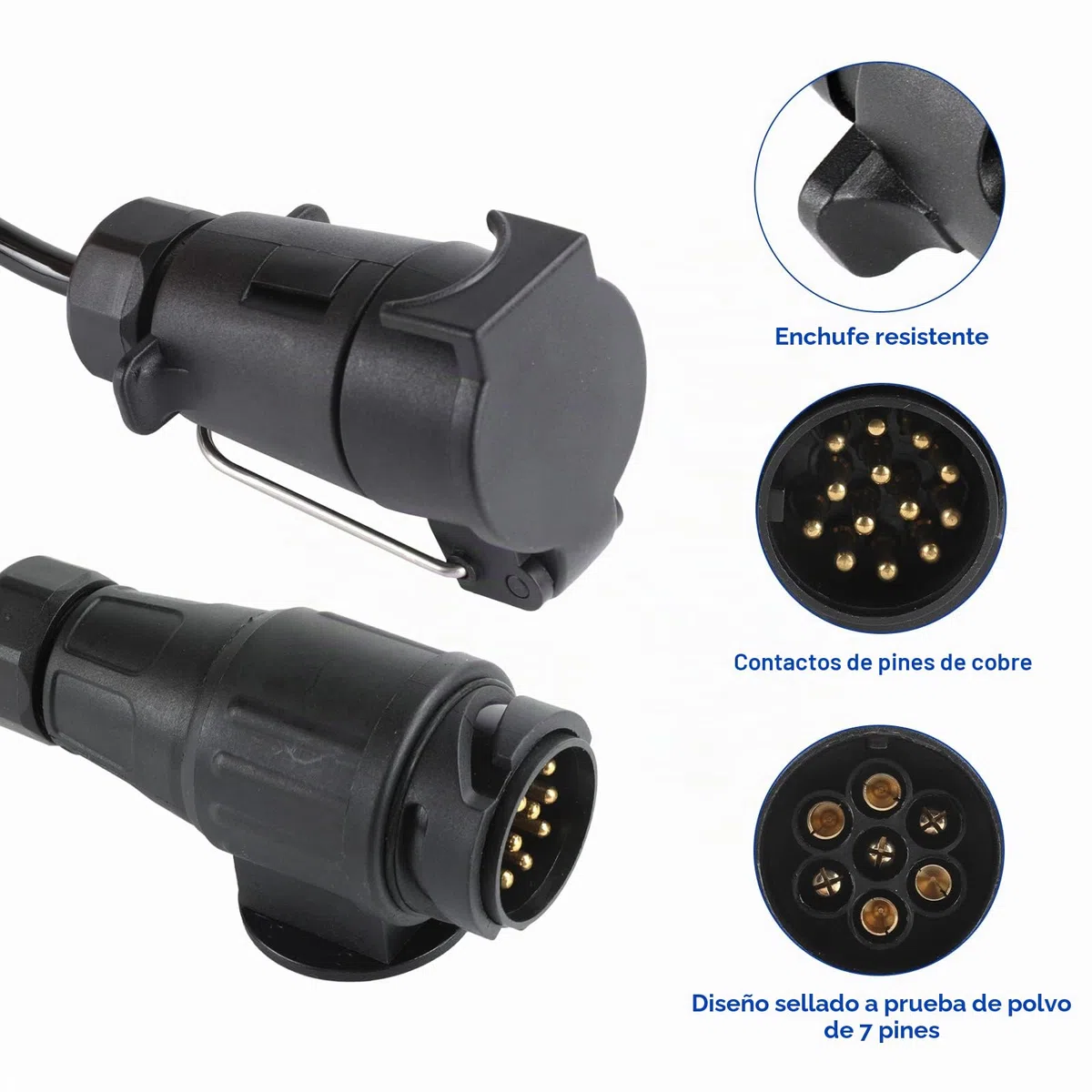 AOHEWEI Adaptador de Cable de extensión de Remolque de 13 Pines a 7 Pines de 1,8 m, Cable de extensión de Enchufe de 12 V, Conector de cableado eléctrico de 7 núcleos para Remolque de Caravana