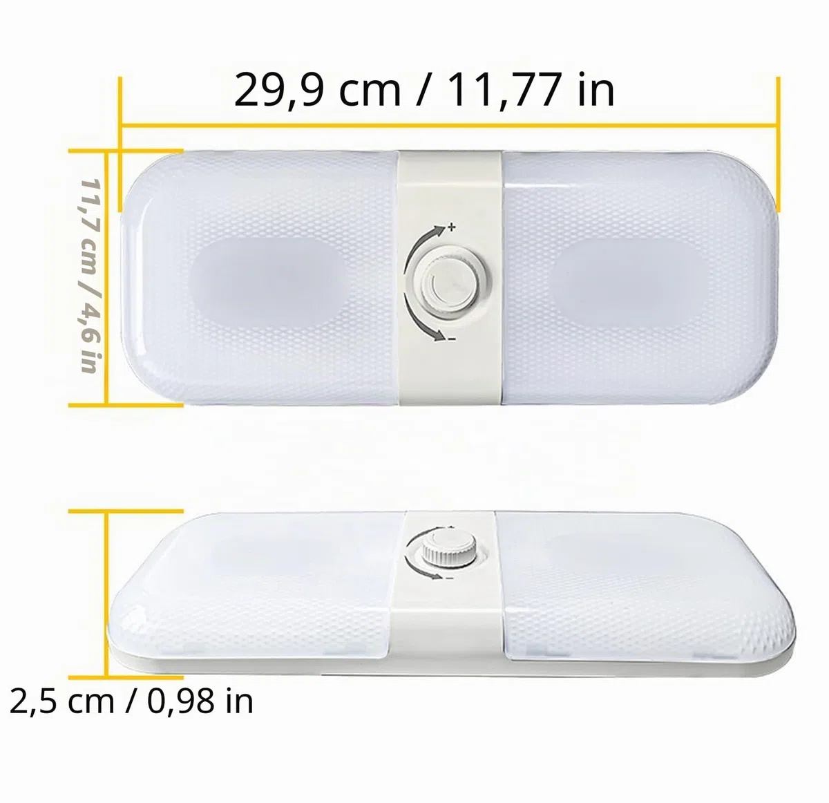 12v Luces Interiores Led, Luces de Techo Regulables, 120 Luces LED para autocaravanas con Interruptor, luz Blanca Amarilla y cálida, Universal para 12v-24v Caravana Coche Camping