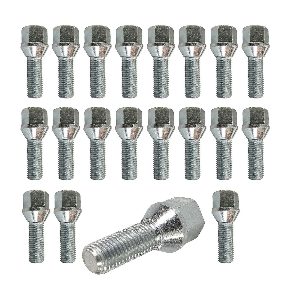 TRACER 20 tornillos de rueda, perno cónico, plata, M14 x 1,5, 35 mm