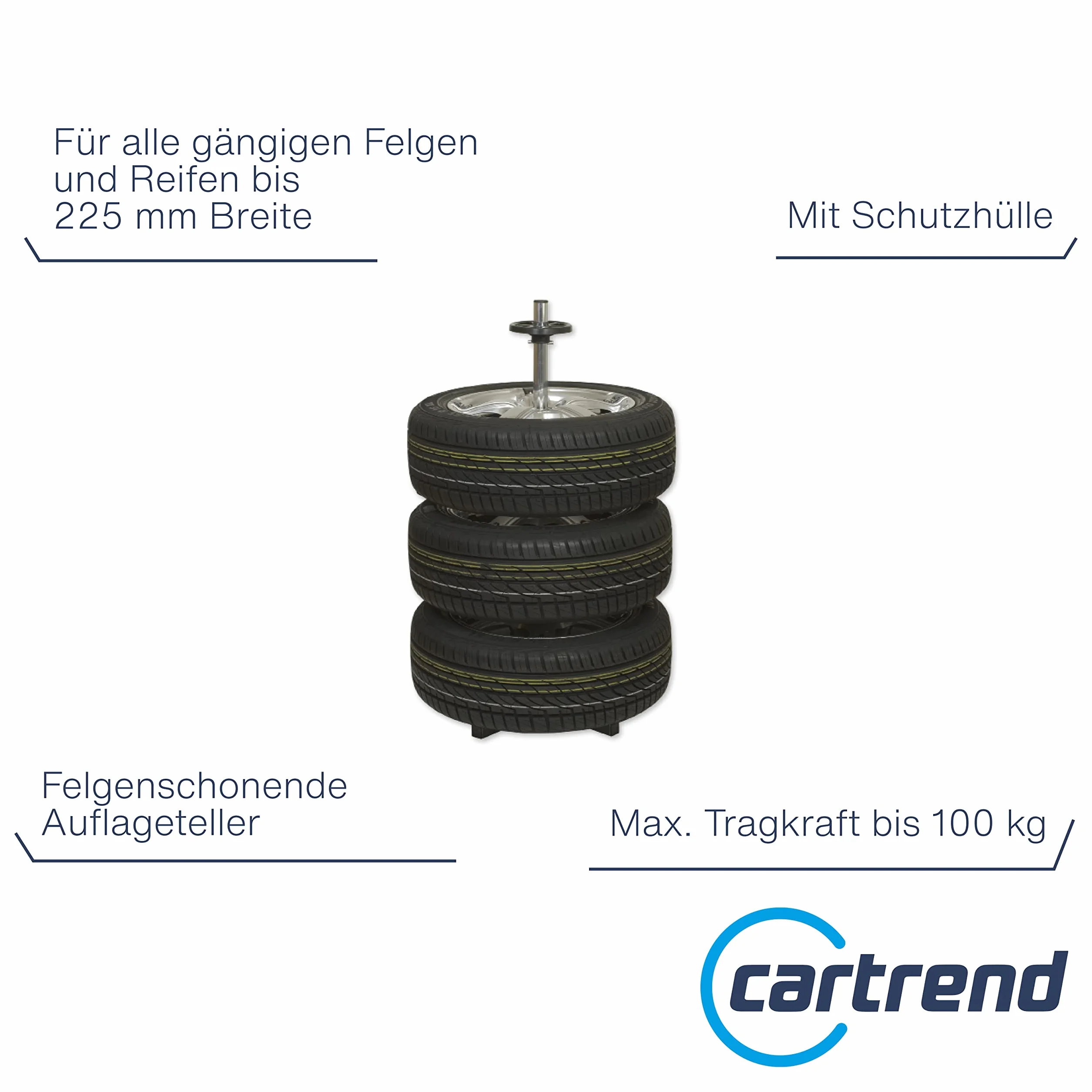 Cartrend 7730056 Soporte vertical Porta-ruedas con protector de neumáticos, hasta 225 mm de ancho de rueda