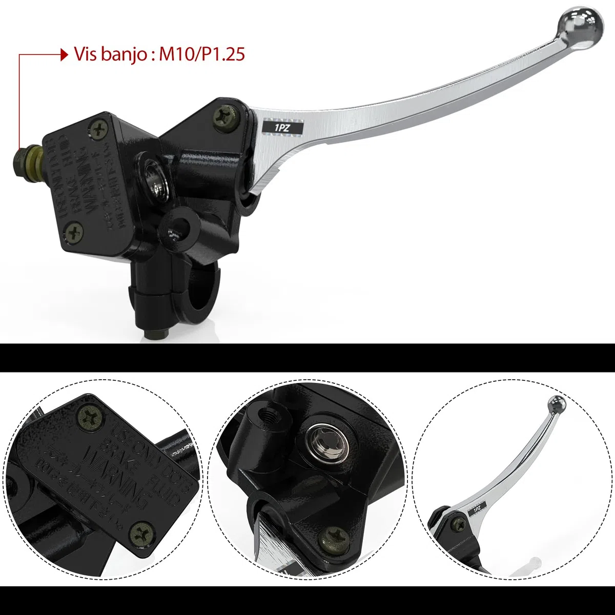 1PZ FR2-GH9 22mm cilindro maestro freno derecho delantero 7/8" universal duradero reemplazo para Suzuki Address V125G V100 Sepia ZZ Vexter Moto Scooter Dirt Bike, ATV Quad