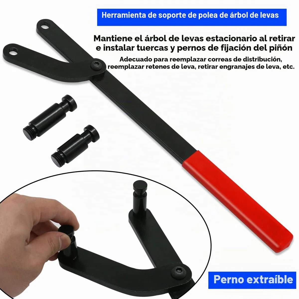 Universal Ajustable Herramienta de Soporte contra Sujeción de Polea, Herramientas de Contrapeso de Llave Coche Vehículo Juego de árbol de levas