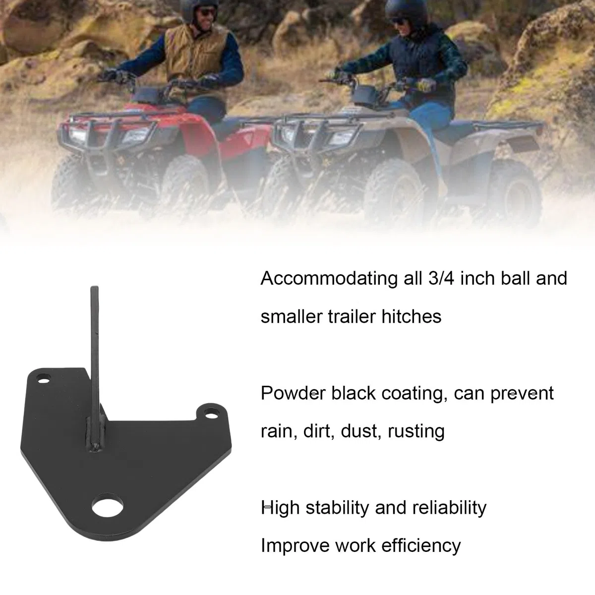 3/4 pulgadas Piezas del receptor de enganche del remolque de motocicleta, enganche del receptor ATV, perno de recubrimiento de polvo negro de montaje de bola de remolque