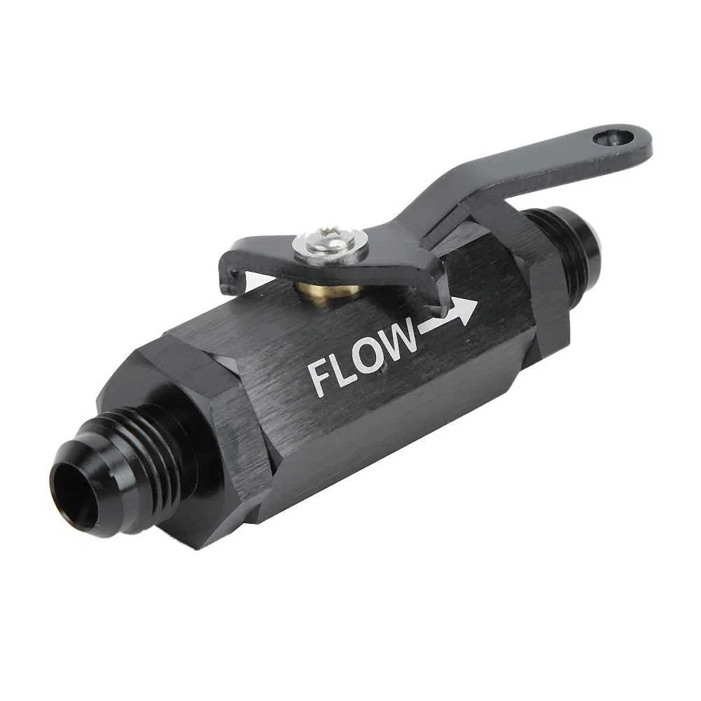 Male Shut Off Valve Fuel Fitting , Shut Off Valve , Fuel Check Valve CNC Y972 6AN Fit for AN6 Fuel Pipe , for Aluminum Alloy Car Refitting (Black)