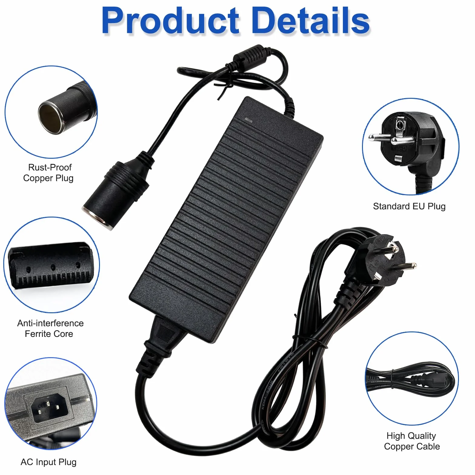 Transformador 240V a 12V 15A Adaptador Mechero Coche, Convertidor CA a CC 180W Fuente de Alimentación para Aspiradora, Refrigerador, Inflador de Neumáticos de Coche