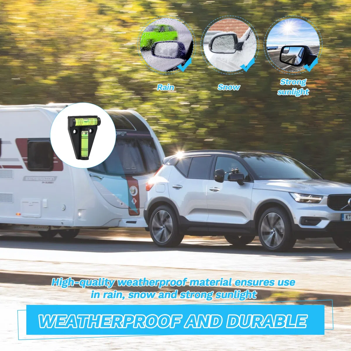 2PCS Espejos de Remolque, 19x13cm Universal Retrovisores de Caravana, Espejos Exteriores, Extensión de Remolque Auxiliar, para Coche Camion RV, Izquierda + Derecha