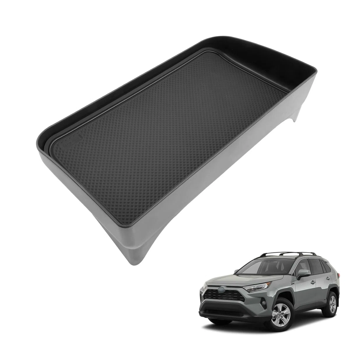 Caja de Almacenamiento para Salpicadero Central Compatible con Toyota RAV4 2019-2025, Bandeja de Consola Central, Organizador de Consola Central con Alfombrilla Antideslizante Negro