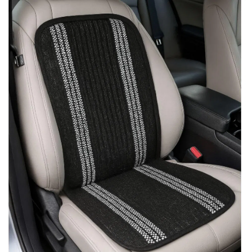 The Boutique for your Car - Respaldo "Don Fresco" Black, Transpirable y Resistente, Compatible con Airbag, Universal, Negro con Líneas Color Natural