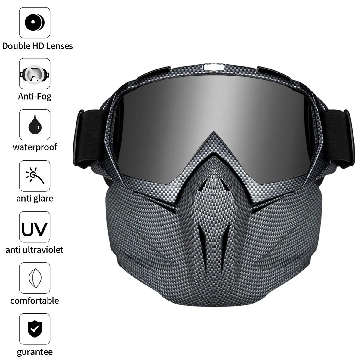 LAMEDA Máscara De Casco Moto Motocross Con Gafas Antivahos De Sol VLT 18%/S3 Para Mujer Y Hombre, Mascara Deportiva Para Esqui Motocicleta