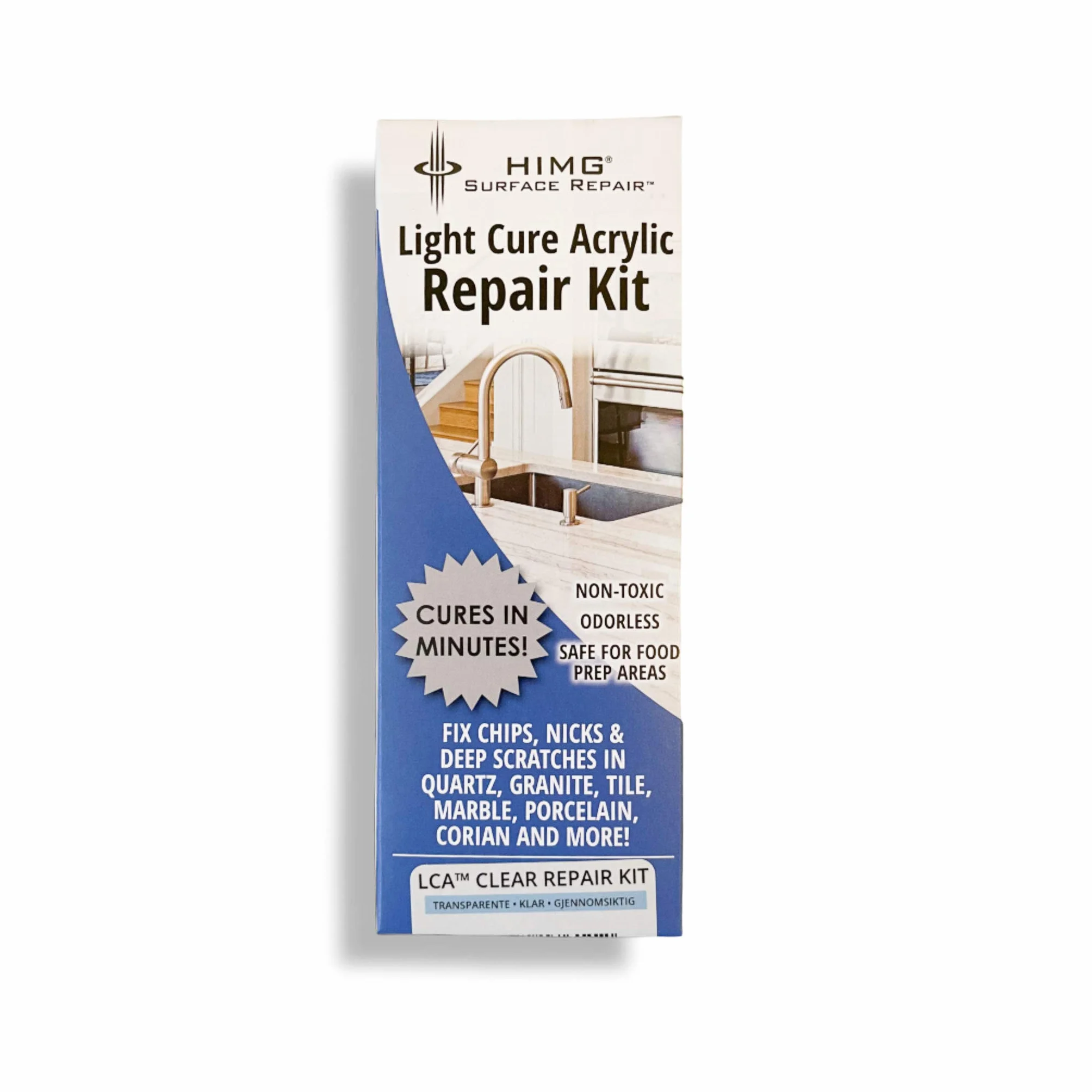 Kit de reparación de bricolaje in transparente para reparar grietas, agujeros, roturas en granito, mármol piedra cerámica porcelana Corian para encimeras, baldosa bañera lavabo de HIMG utiliza LCA (TM)